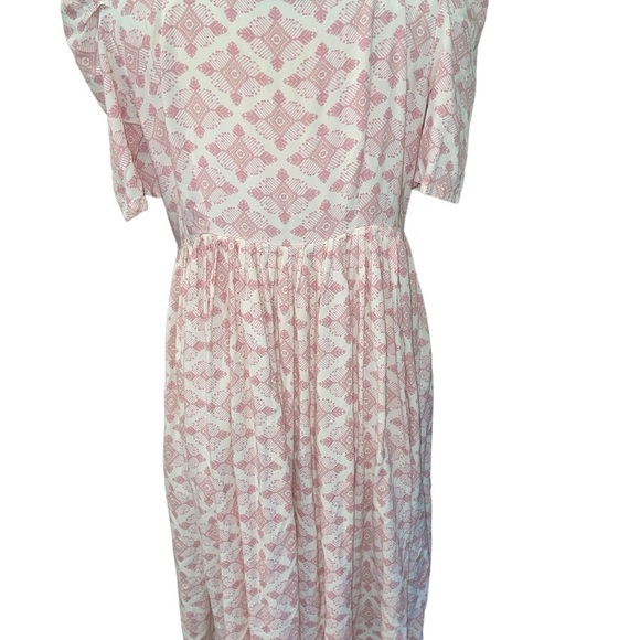 Radoss Women's Dress Size L Pink & Cream 50's Inspired Short Sleeve Knee Length - Picture 6 of 8